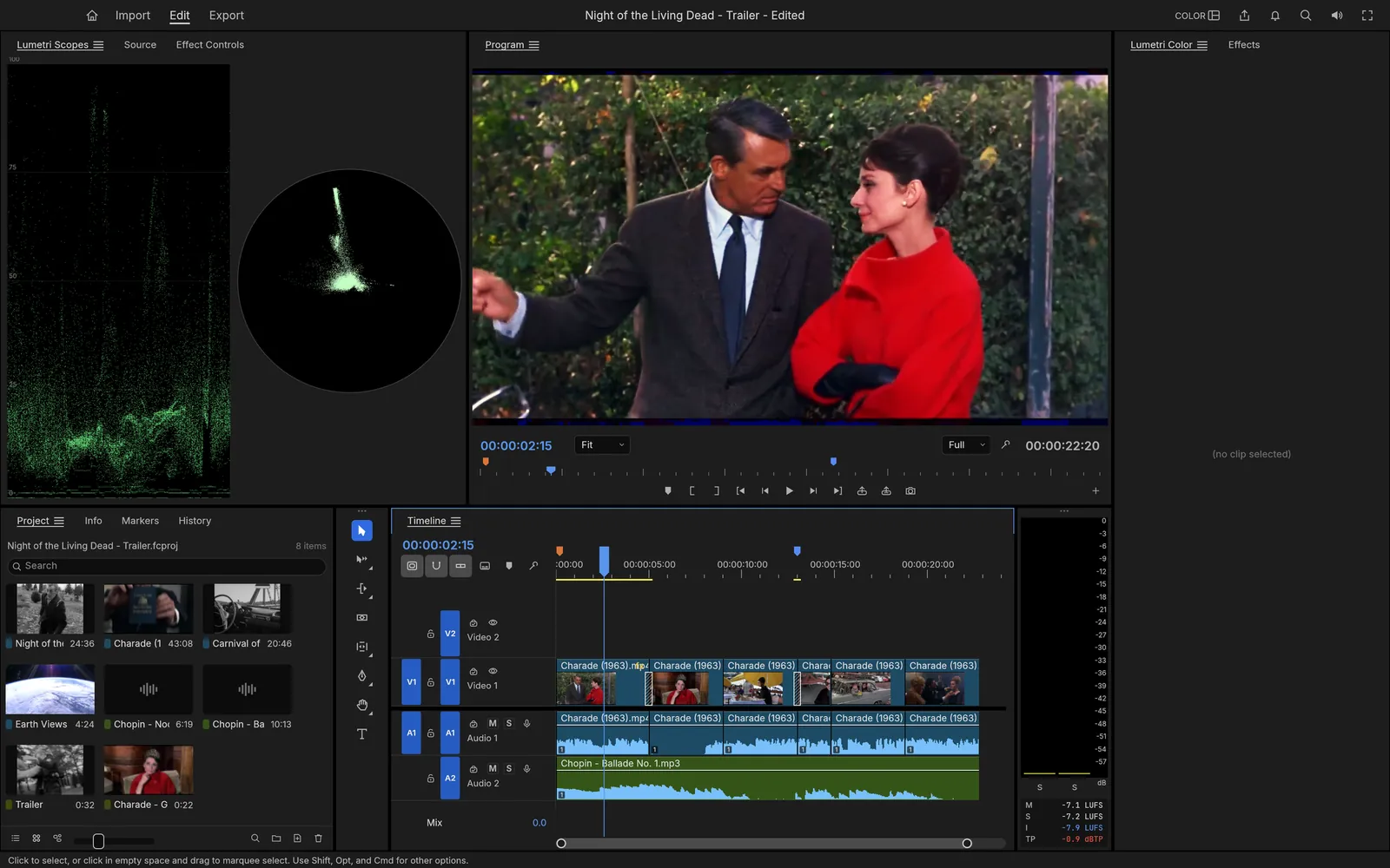 Color grading and scopes