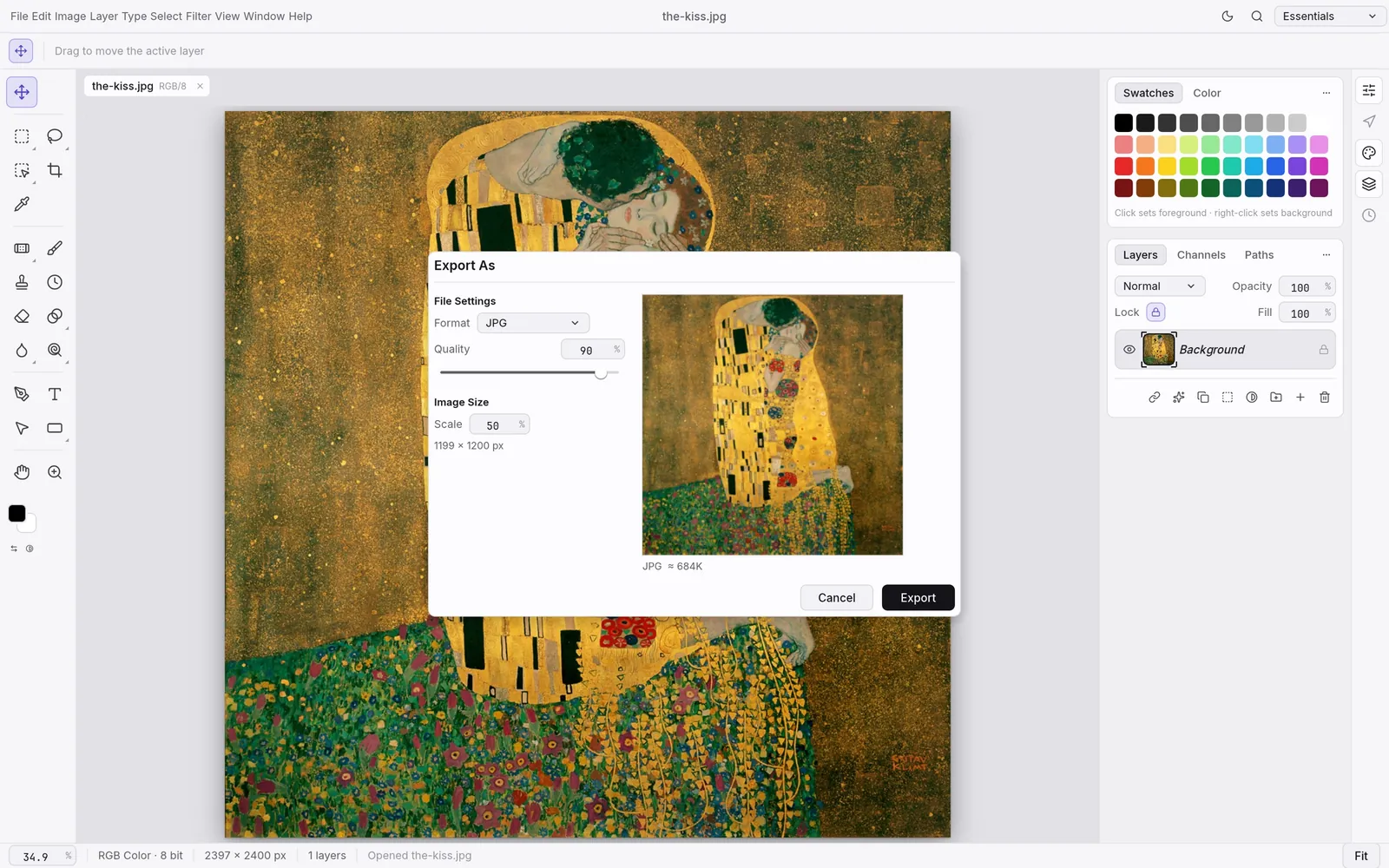 Export, light theme